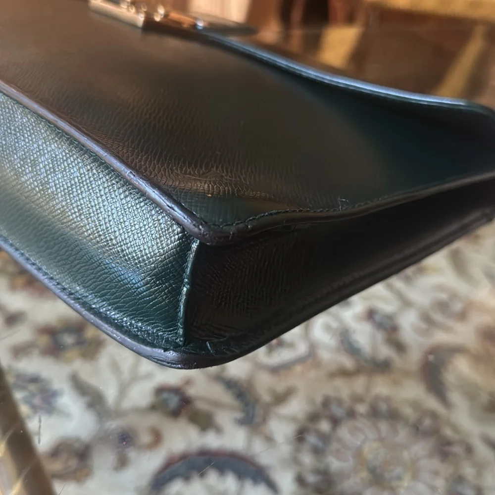 Louis Vuitton briefcase Taiga laguito dark Green and Gold lock