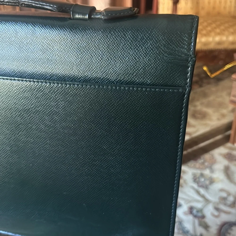 Louis Vuitton briefcase Taiga laguito dark Green and Gold lock