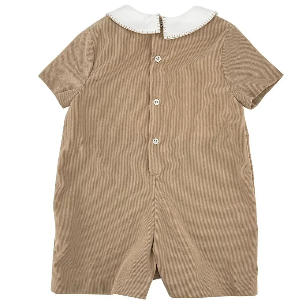 Edgehill Collection Peter Pan Collar Corduroy Jon Jon Romper Baby Boy Size 9 Mo