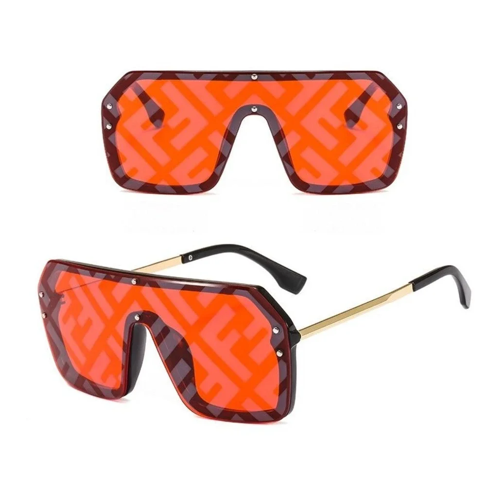 Oversized Fashion Sunglasses Designer‎ Inspired Shield UV Protection Trendy Red