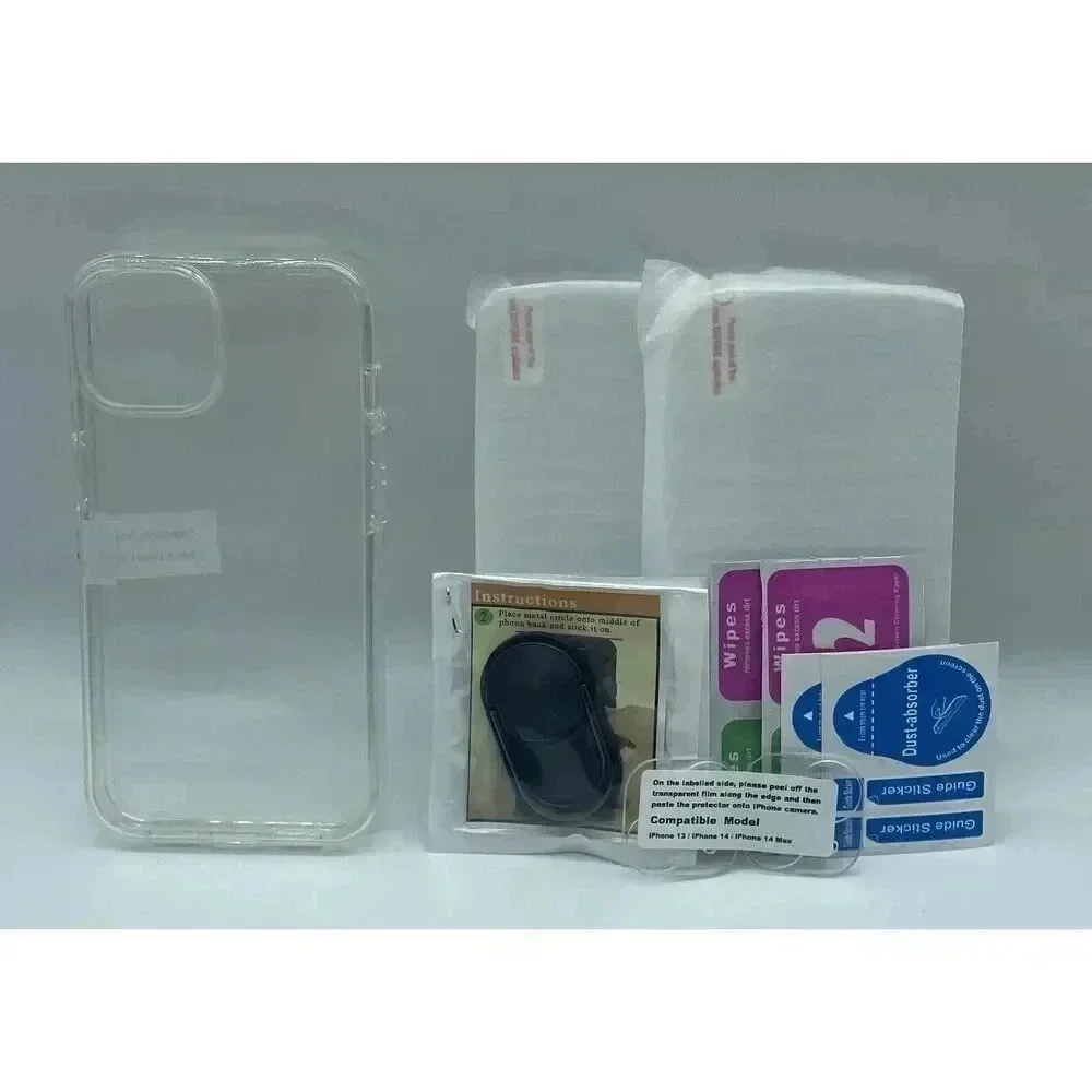 360° Case for iPhone 13/14 6.1” 2 Screen &‎ Lens Protectors Stick On Kickstand