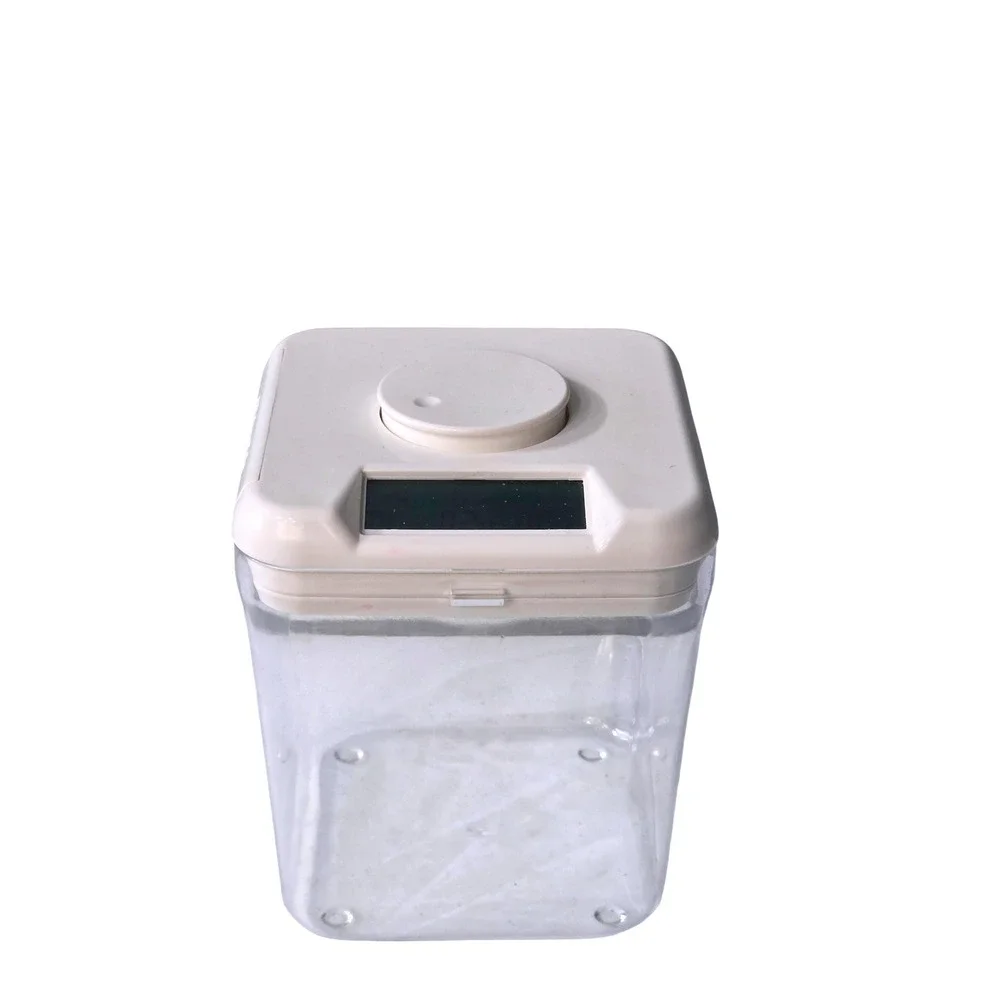 Kitchen Safe Time Locking Container Clear White Square Digital Timer Canister