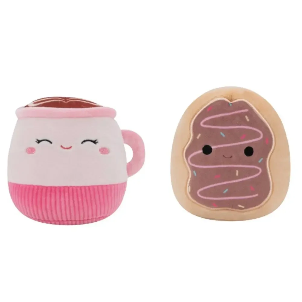 Squishmallows NWT Doy Toys Set of 2 Emily Latte Deja Donut Squeak Crinkle Plush
