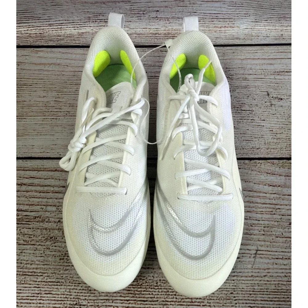 Nike Alpha Huarache 8 Pro White Silver Lacrosse Cleats CW4439-100 Mens 10 NWOB