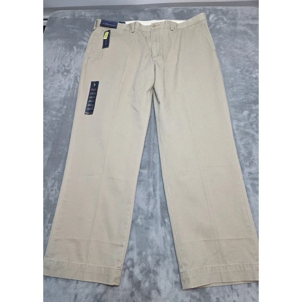 Polo Ralph Lauren Preston Pant 40x30 NWT Vintage Khaki Flat Front Pony On Pocket