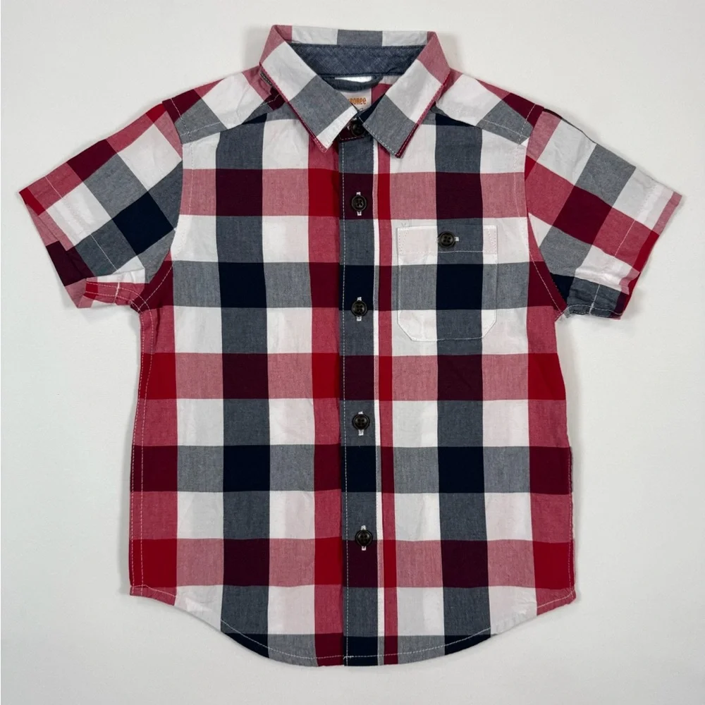 GYMBOREE Toddler Boys’ 100% Cotton Buffalo Plaid Short Sleeve‎ Button Down 2T