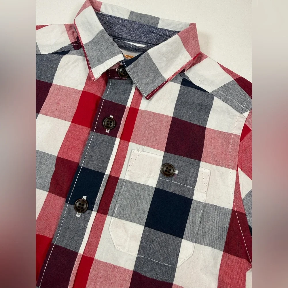 GYMBOREE Toddler Boys’ 100% Cotton Buffalo Plaid Short Sleeve‎ Button Down 2T