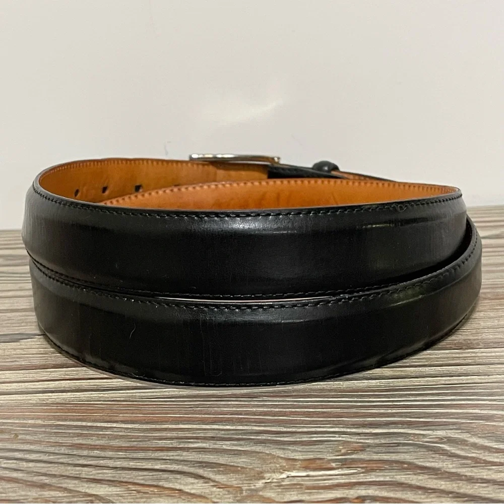 Vintage Martin Dingman Black Milled Finish Leather Belt Hand Made in USA Size 42