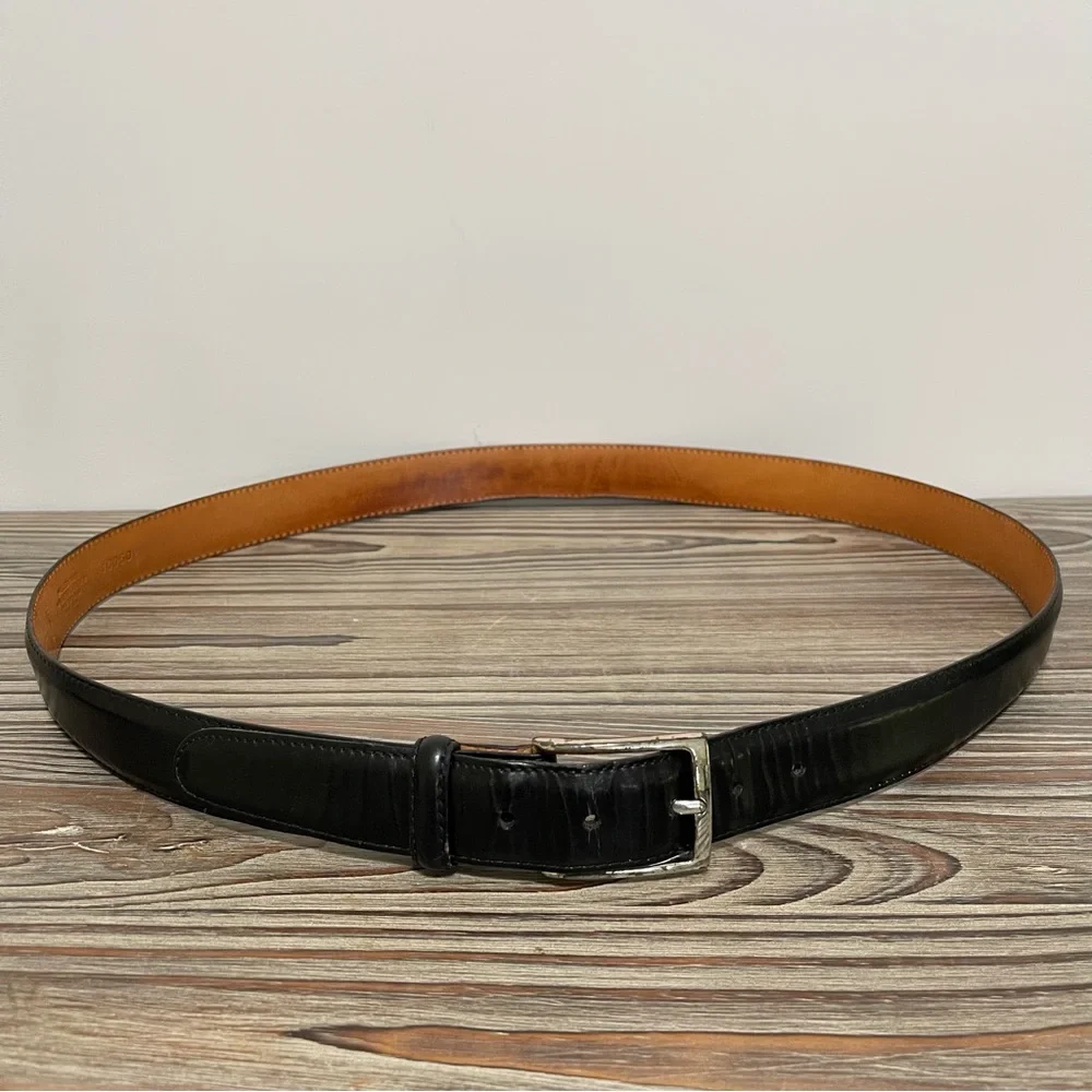 Vintage Martin Dingman Black Milled Finish Leather Belt Hand Made in USA Size 42