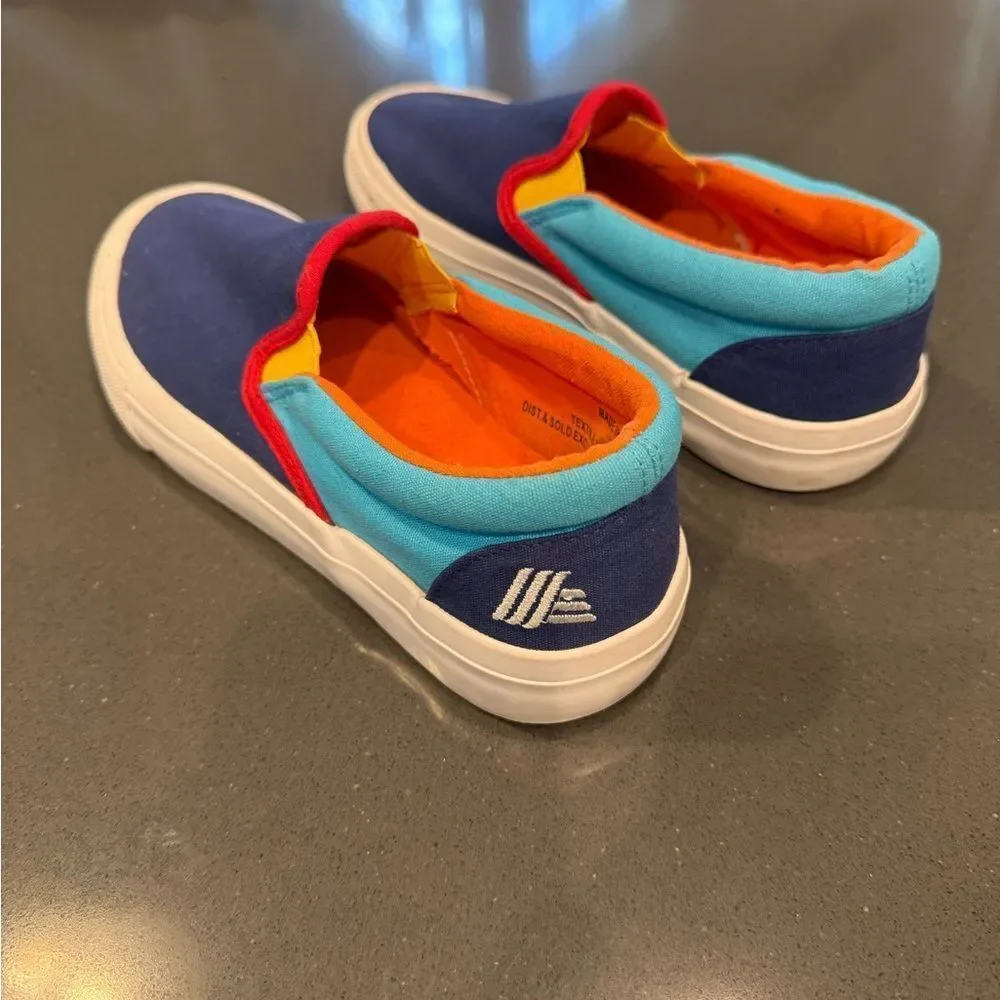 Blue and Red canvas upper Slip-On deck Sneakers
