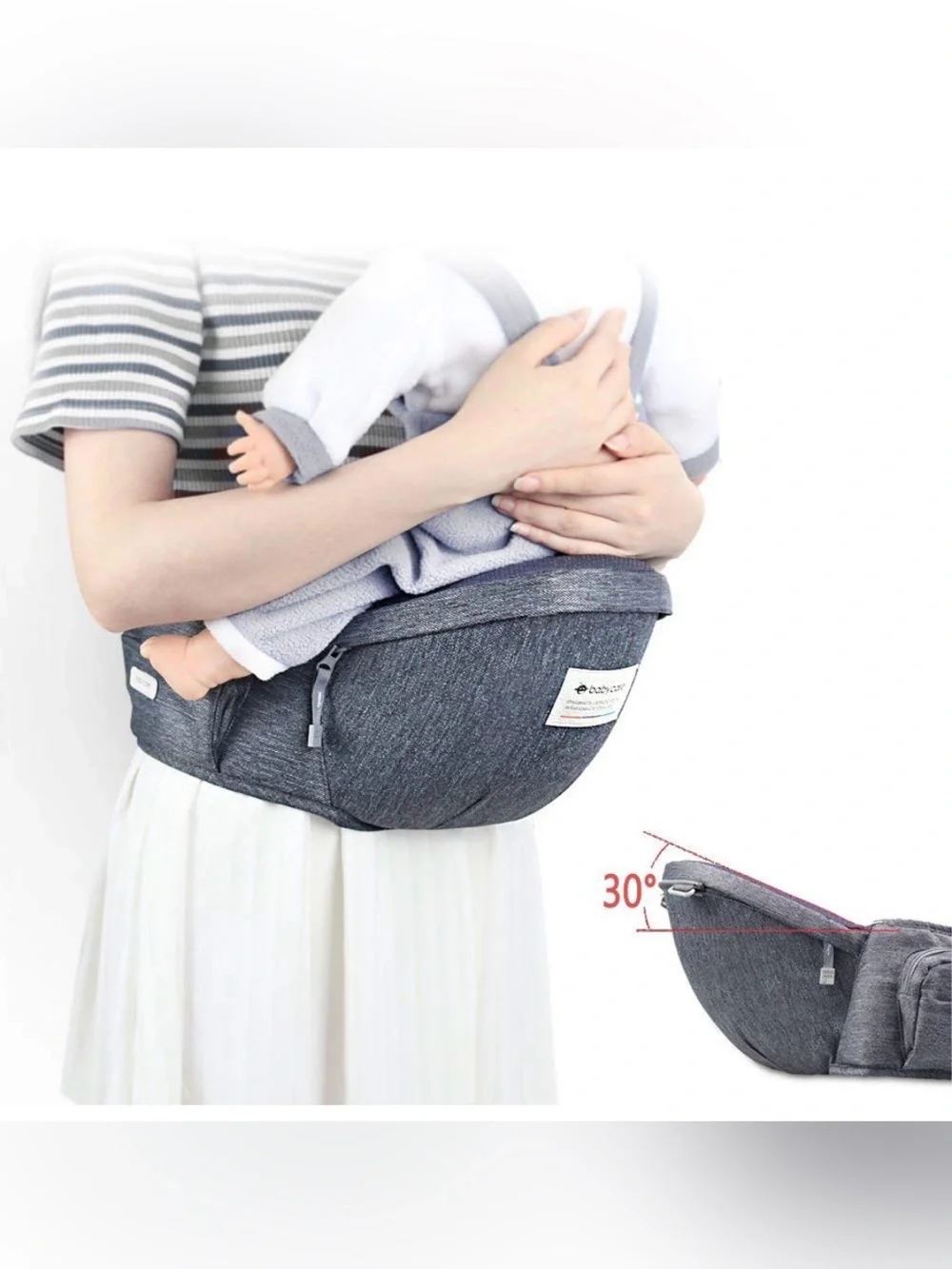 Baby Hip Seat Carrier — Gray Support Waist Stool