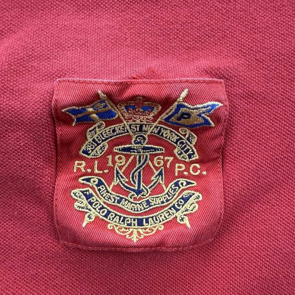 Polo Ralph Lauren 381 Bleecker St New York City Polo Shirt‎ Men XL Red Cotton.