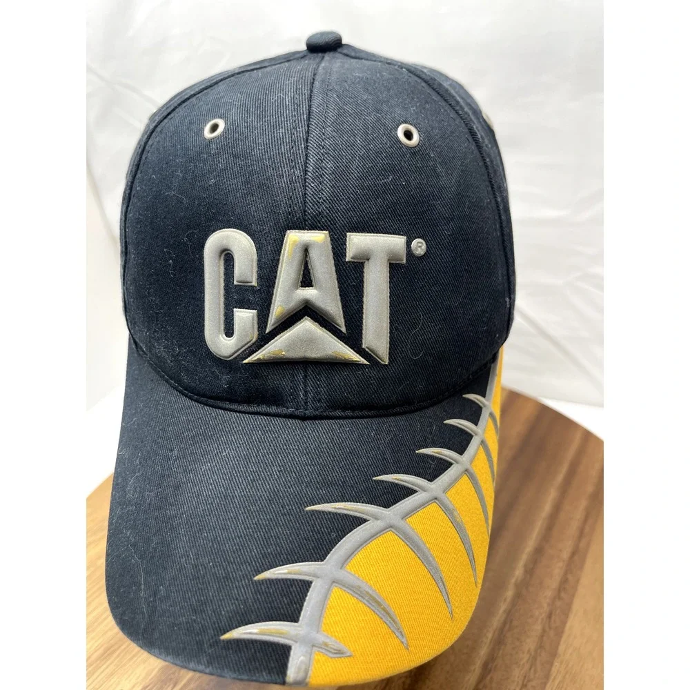 Caterpillar‎ Puffy CAT Logo Baseball Hat/Cap Adjustable Cotton Barb Wire Brim