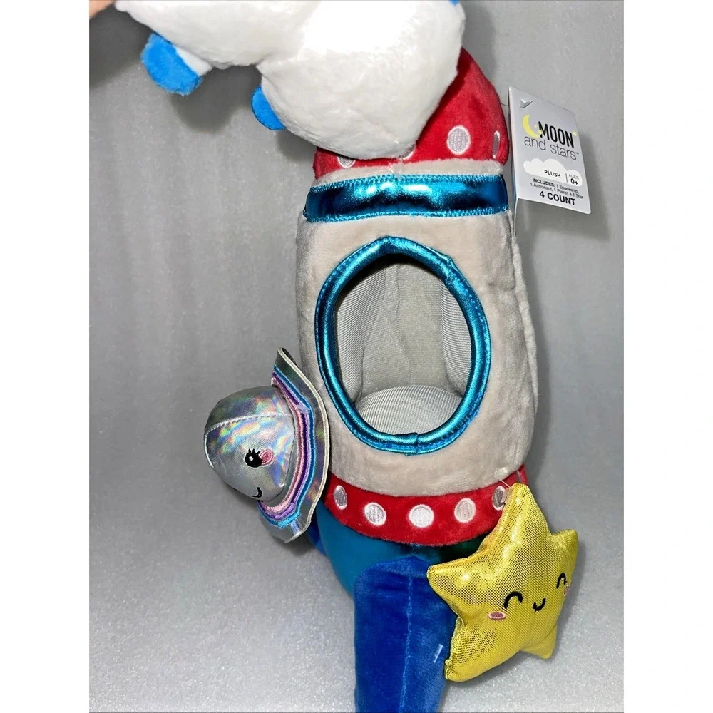 Moon and Stars‎ Rocket Spaceship Astronaut Planet Star 4 Piece Plush Toy NEW
