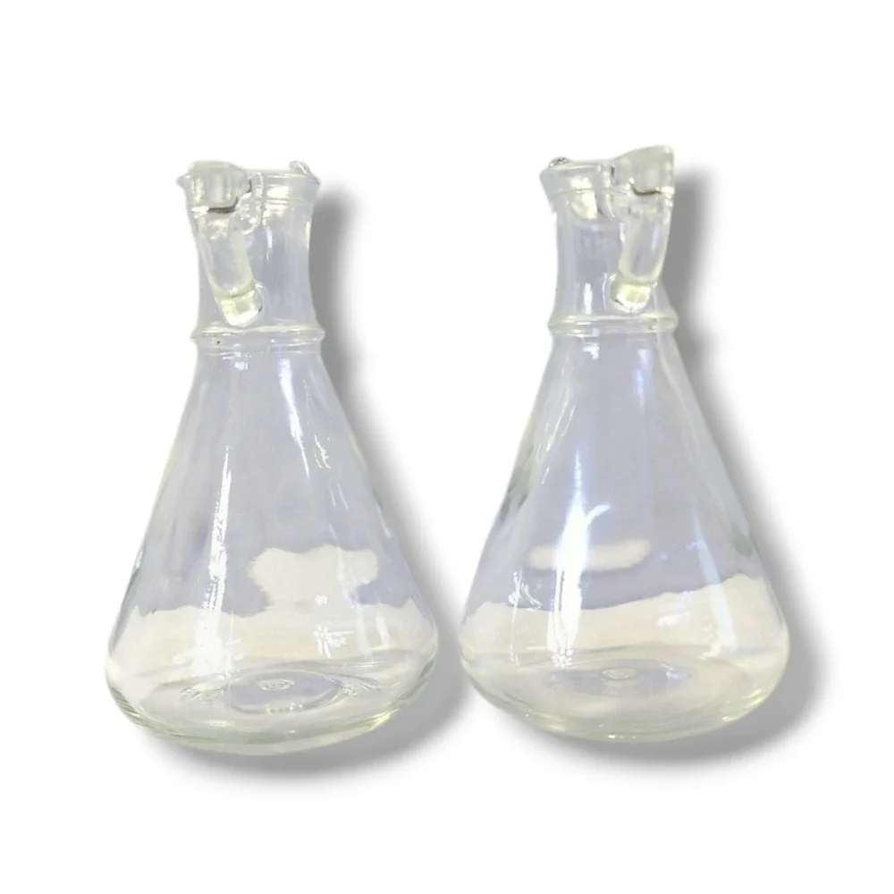 Vintage Everlast Clear Glass Oil and‎ Vinegar Cruet No Toppers Set of 2