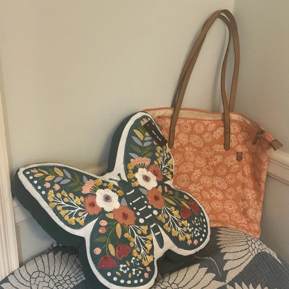 Everyday Floral Tote Bag Coral Daisy Print Sonoma Like New Good Quality