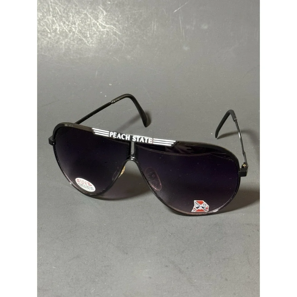 Vintage‎ Peach State Georgia Black Framed Aviator Sunglasses UV100