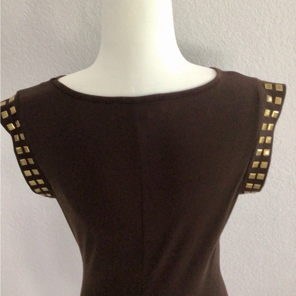 Michael Kors Chocolate Brown Embellished Cocktail Dress