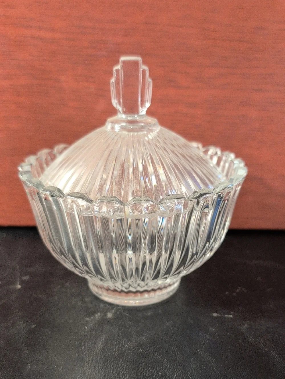 Glass Lidded Sugar Bowl