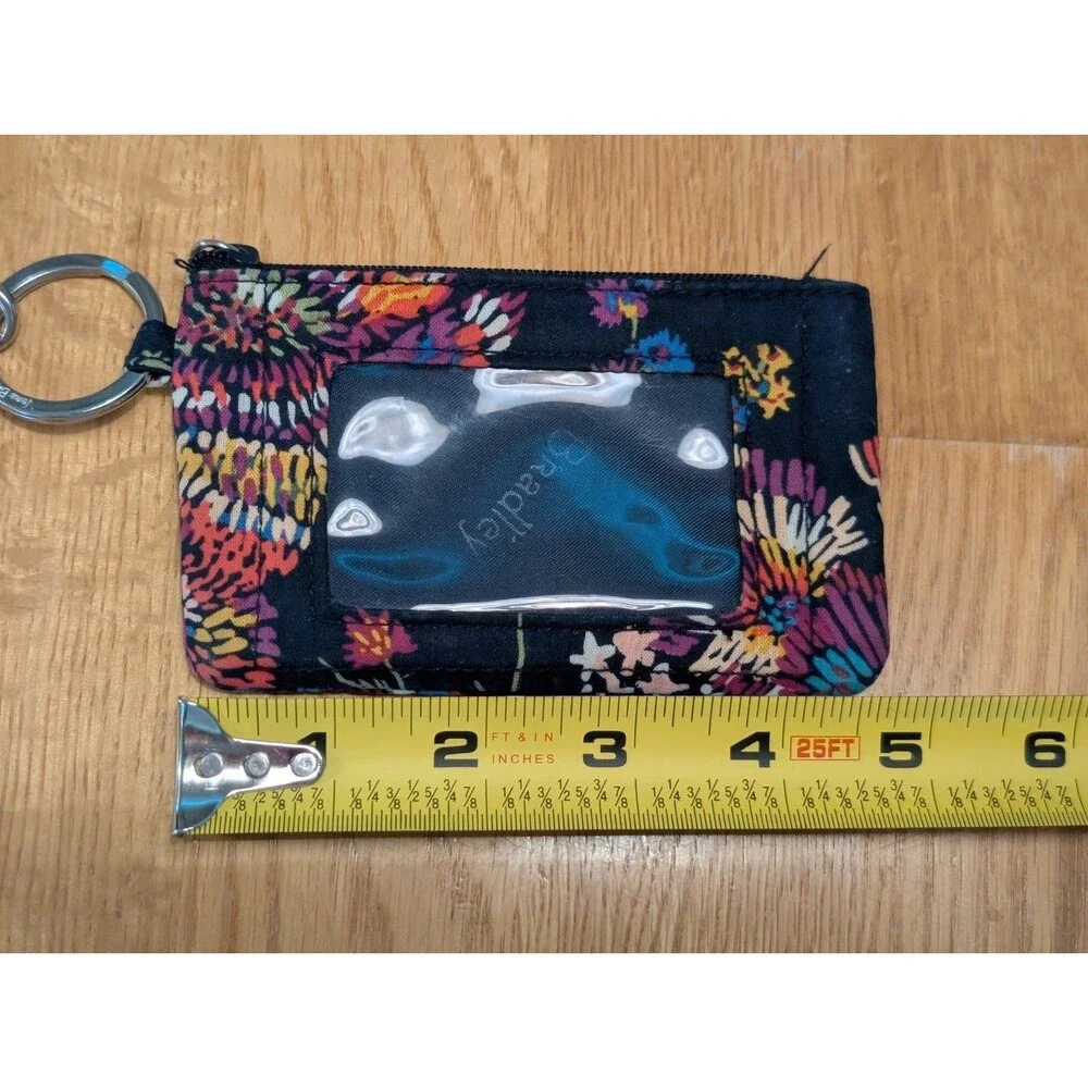 Vera Bradley Lanyard & Matching Window Coin purse MIDNIGHT WILDFLOWERS
