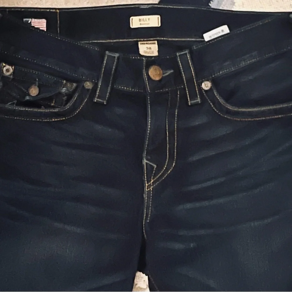 True Religion Billy Bootcut with Flaps Cotton Dark Wash Jeans Sz 30 35”Wx31”