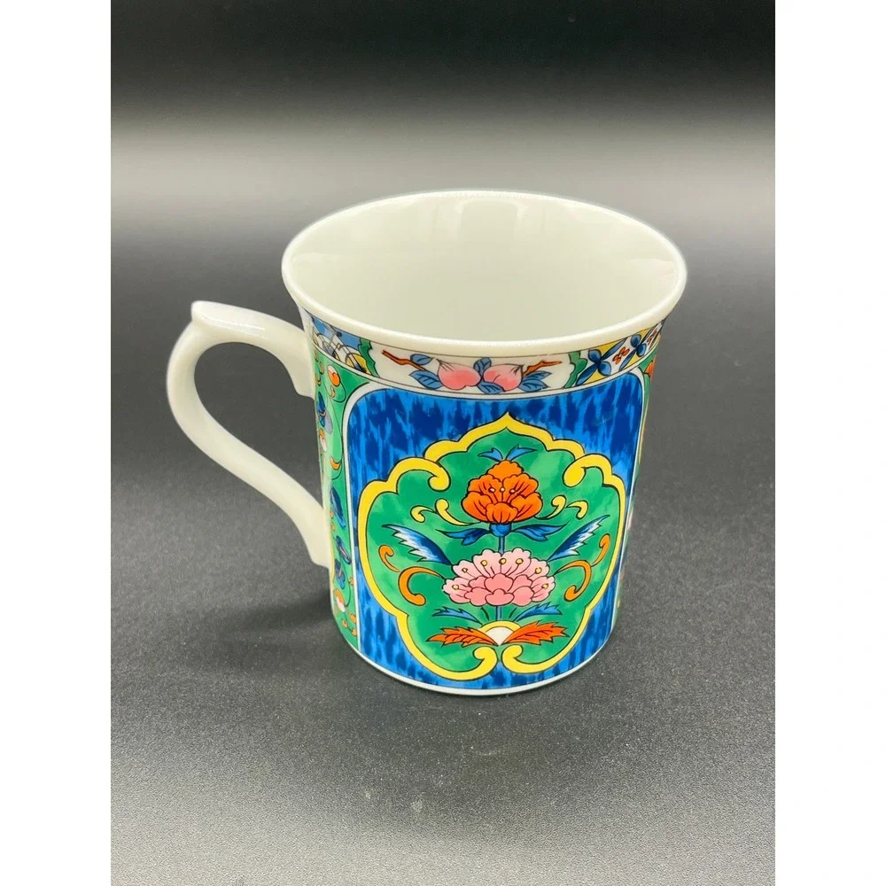 Pier 1 Imports Floral Coffee Mug, Japanese Style Decorative Tea Cup Collectible
