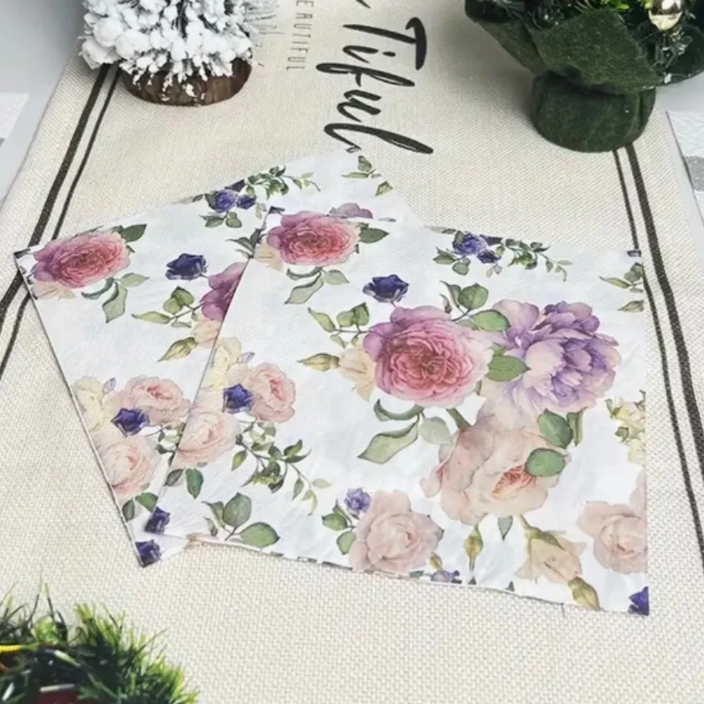 Vibrant Floral Pink & Purple Roses Luncheon Napkins (2042), 20 ct