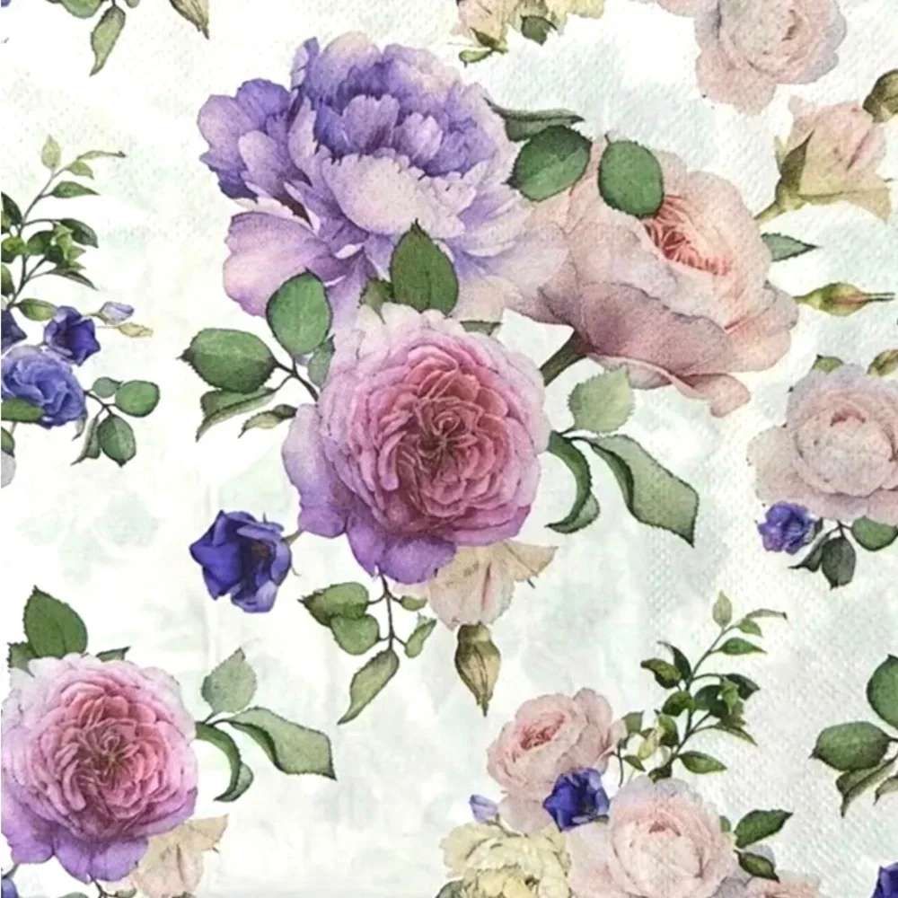 Vibrant Floral Pink & Purple Roses Luncheon Napkins (2042), 20 ct