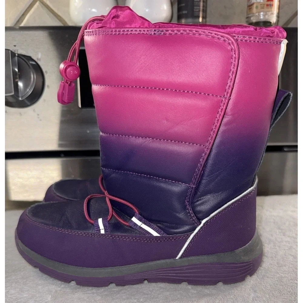 Land's End Little Girl Snow Flurry Boots Pull On Pink Youth‎ Size 2 Insulated