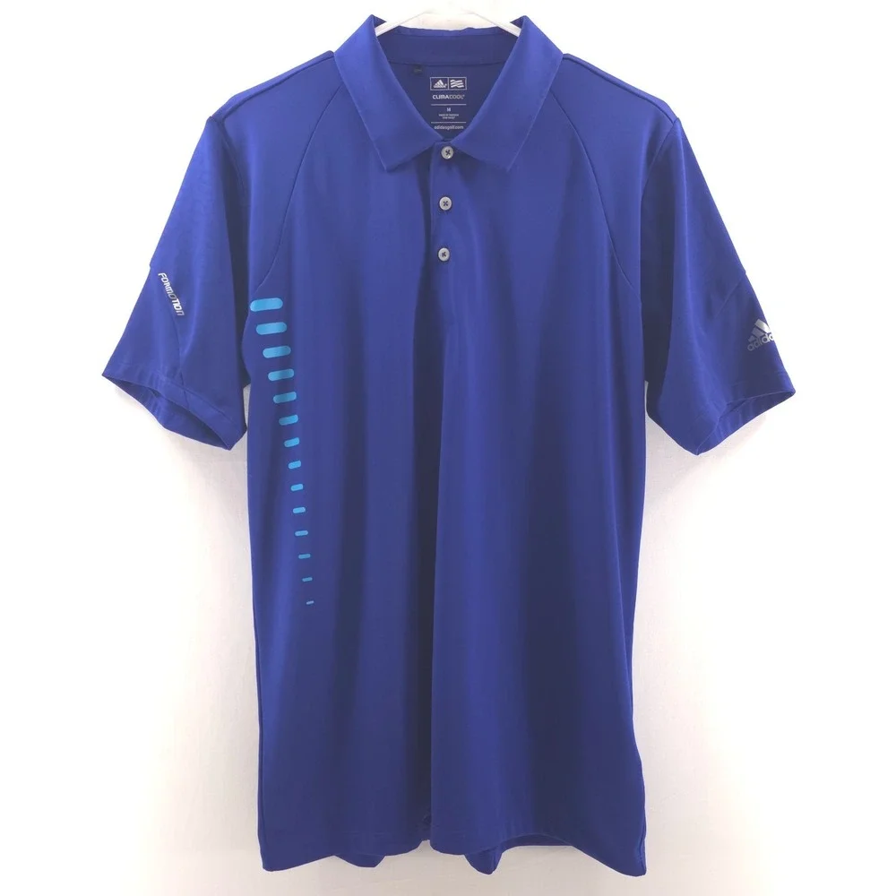 Adidas‎ Mens Polo Shirt ClimaCool Formotion M Blue Graphic Golf Performance