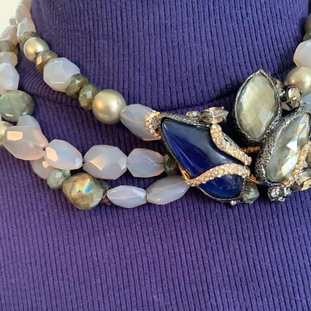 ALEXIS BITTAR • Iconic NEW Maldivian Gemstone Cluster Hand Knotted Necklace