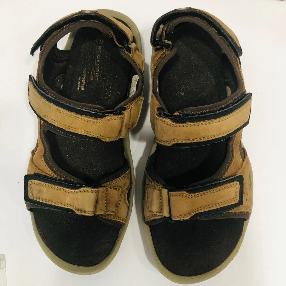 Rockport Vicuna Walking Sandals Men's 7.5 K55400 Heel Strap Dark Beige
