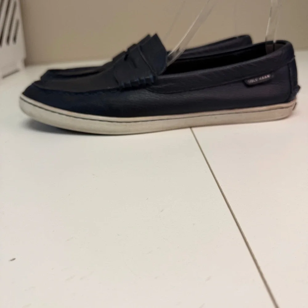 Cole Haan Mens Navy Blue Pebbled Leather Penny Loafers C14593 Size 11.5 M