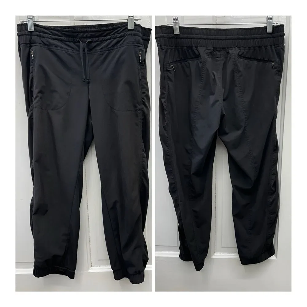 Athleta black jogger capris women's 8 with elastic waist & adjustable‎ strings