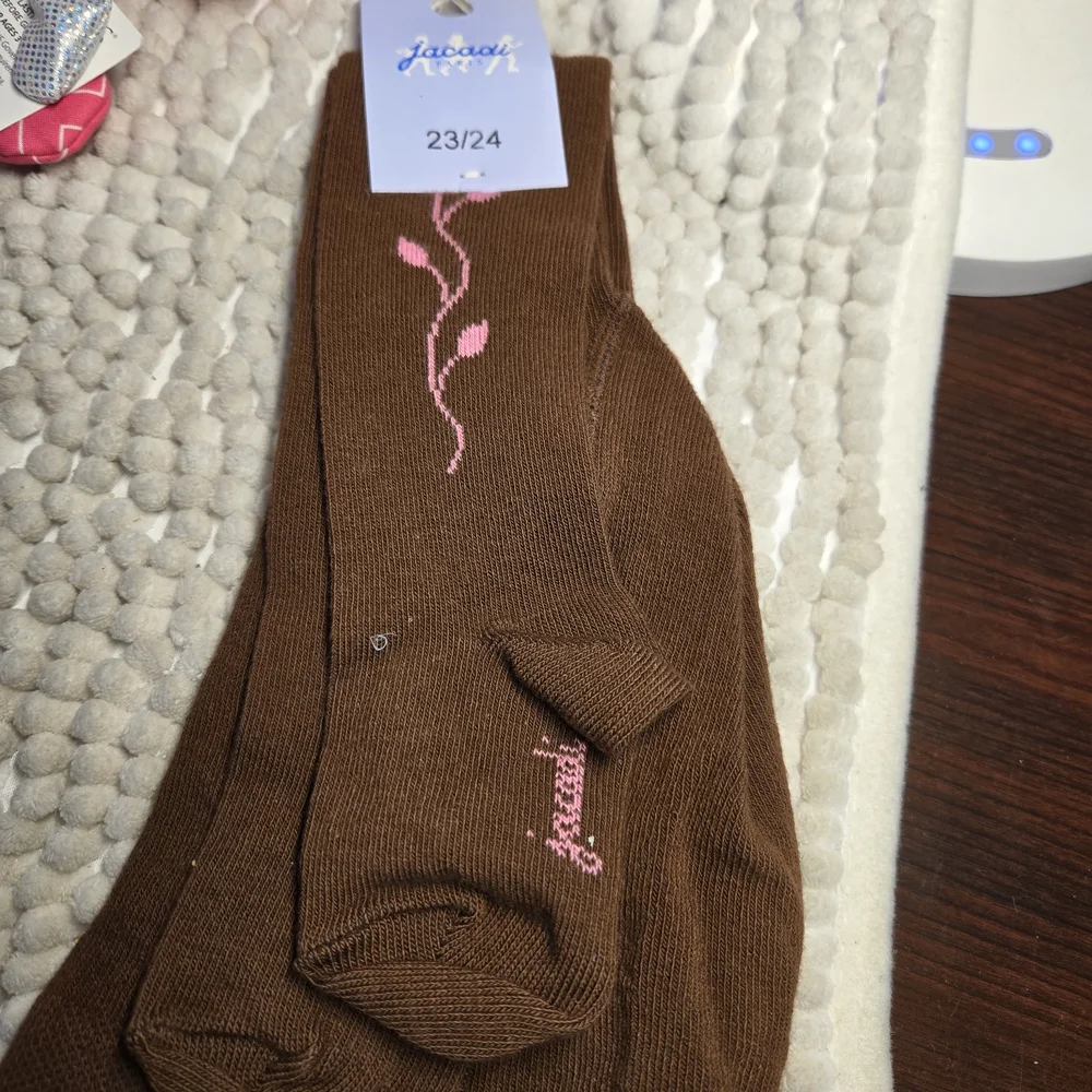 Jacadi Navy and Gray Socks with Floral Patterns
