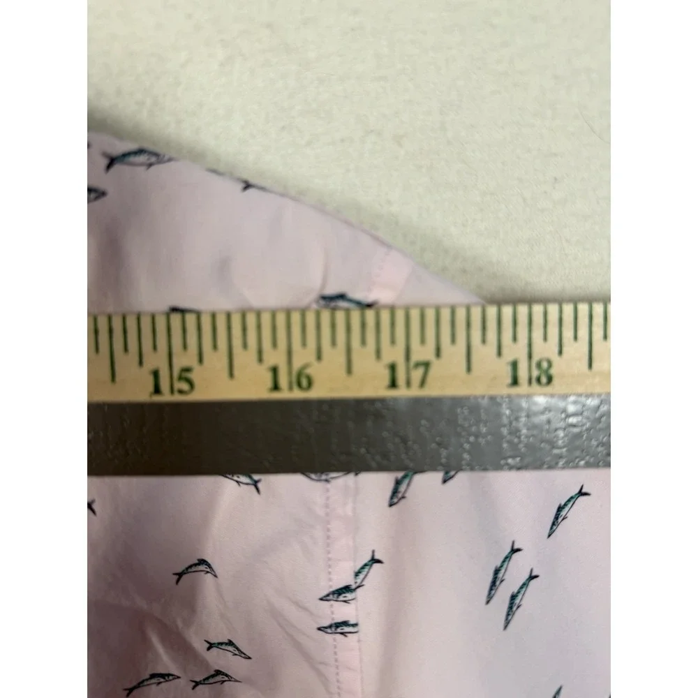Banana Republic, Men's S, SS Shirt, Luxe Poplin, Slim Fit Pink Fish‎ Print