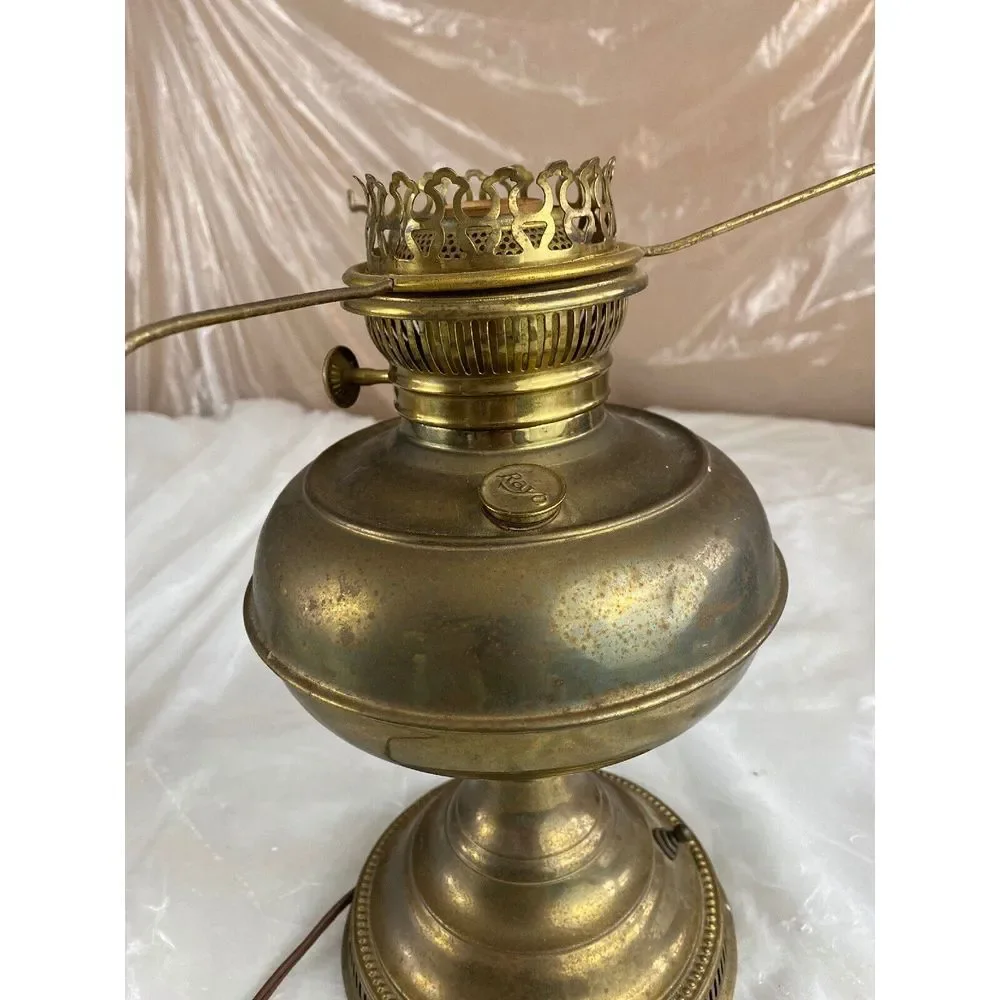 Vintage Brass Hurricane Table Lamps Set of 2 Electric 12