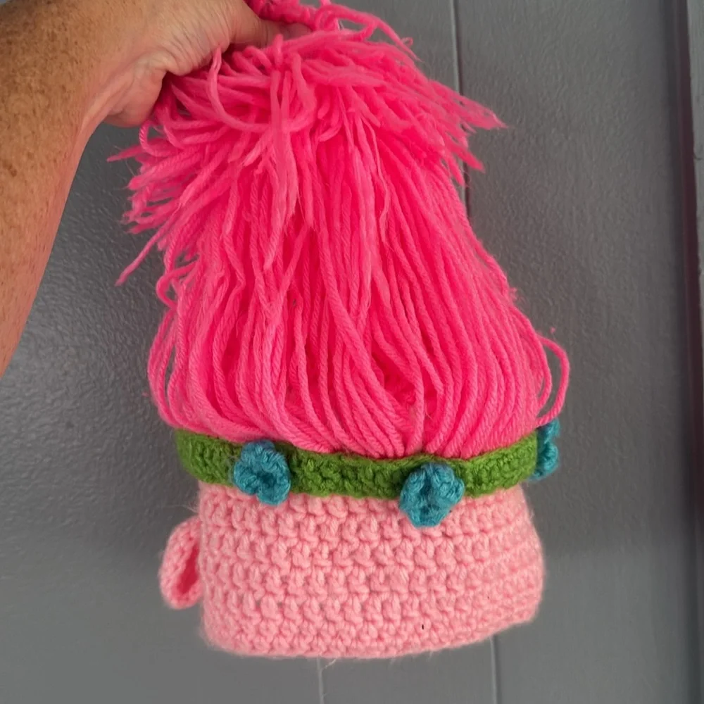 Handknit Trolls Hat Costume Pink Blue Green Halloween Princess Poppy Queen‎