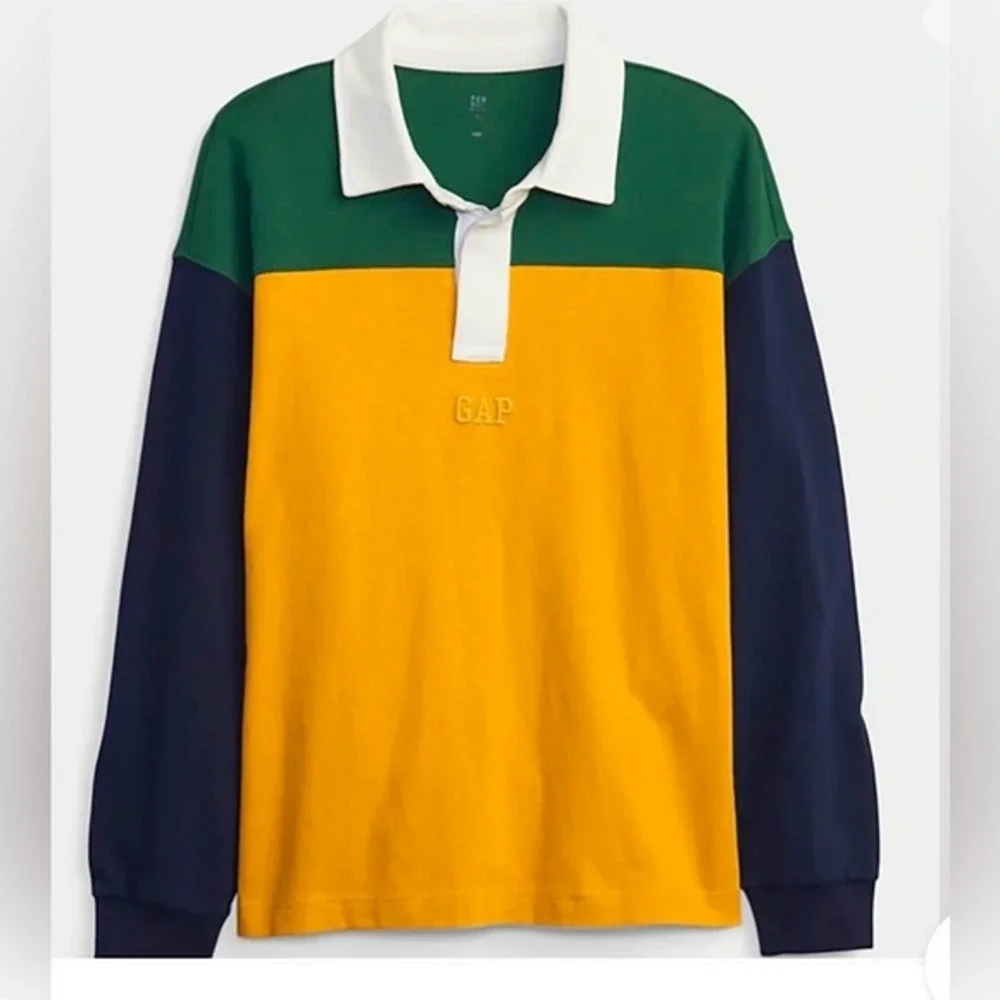 Gap‎ Kids Logo Rugby Polo Shirt, Yellow Multicolor Size XSmall (4-5)