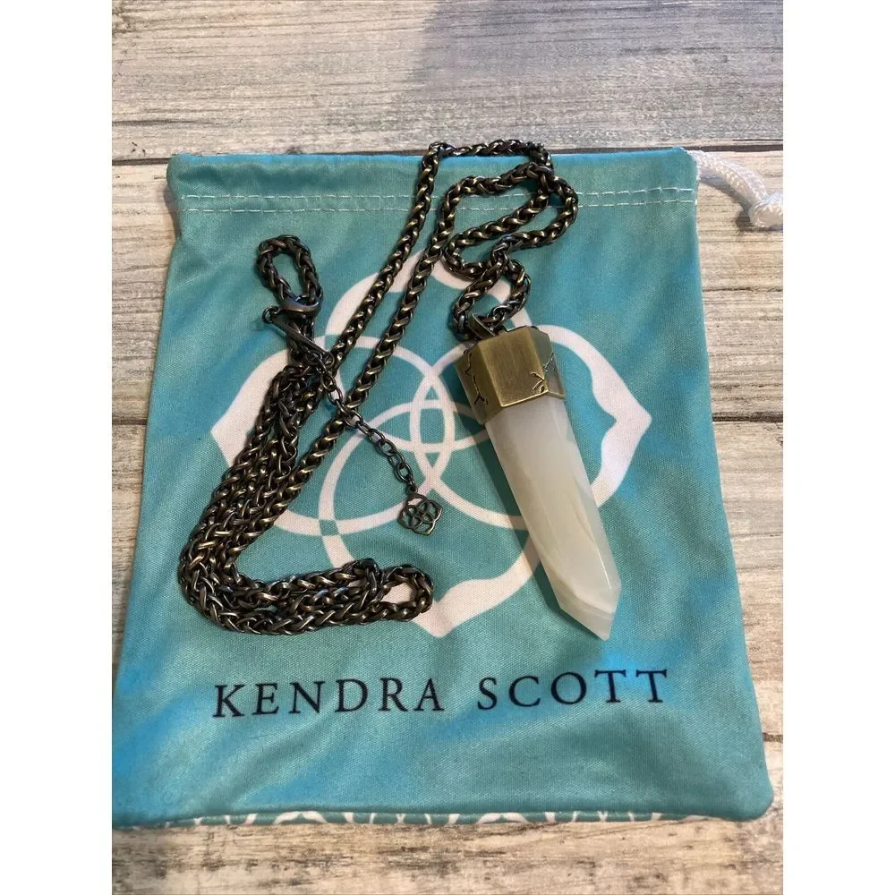 Kendra Scott Jayce Necklace White Agate Crystal Stone 34