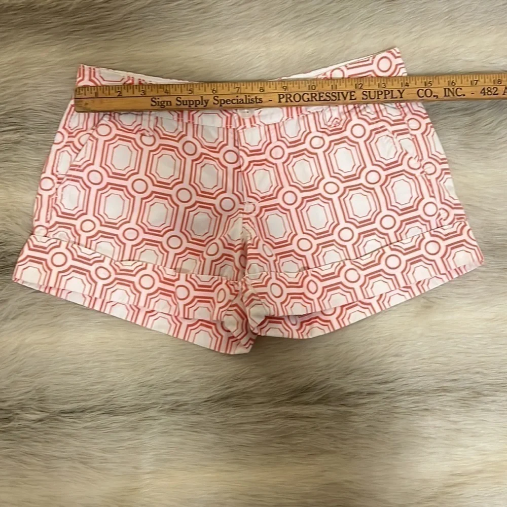 OLD NAVY White Orange Circle Square 0 Y2K Shorts Low Rise Belt Loops Pockets