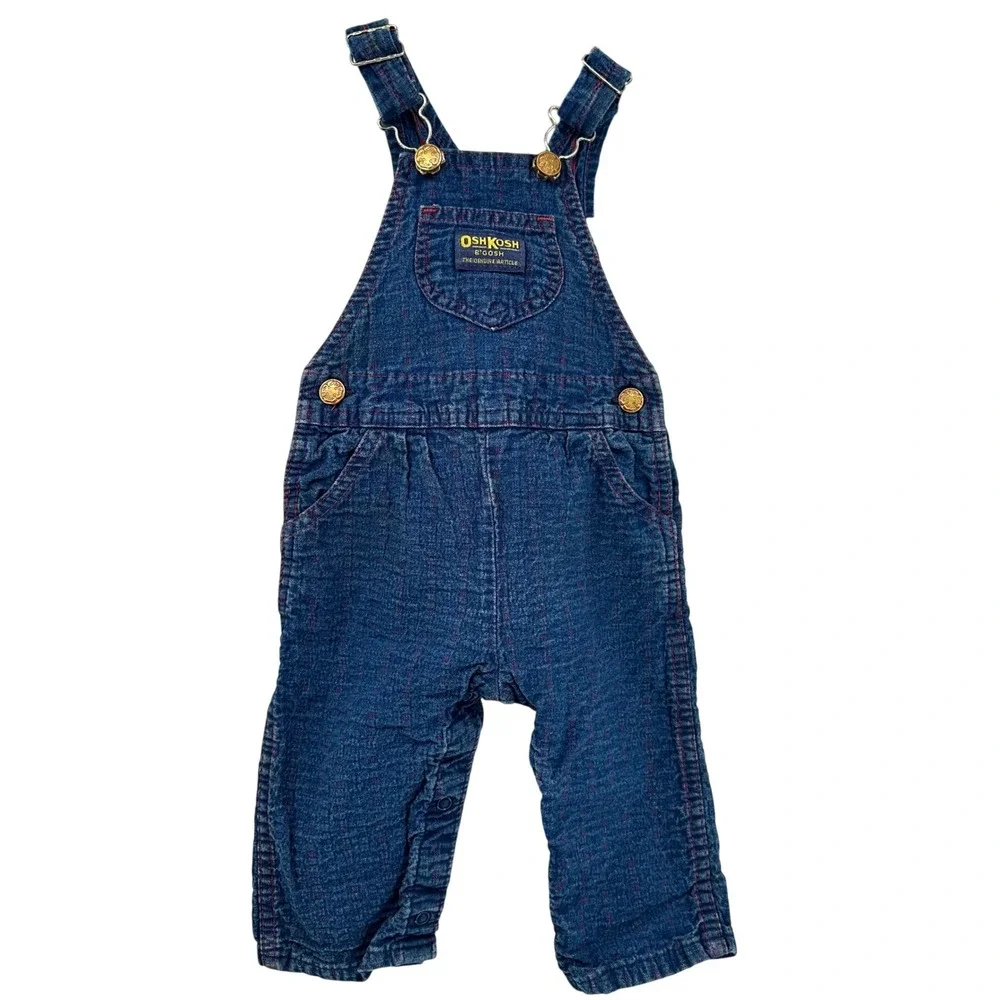 Vintage 90's OshKosh B'gosh Vestback‎ Blue Denim Overalls 12 Month Baby Infant