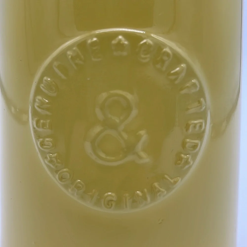 “Genuine & Crafted Original” Yellow Glass Jar/Vase with Rope Handle