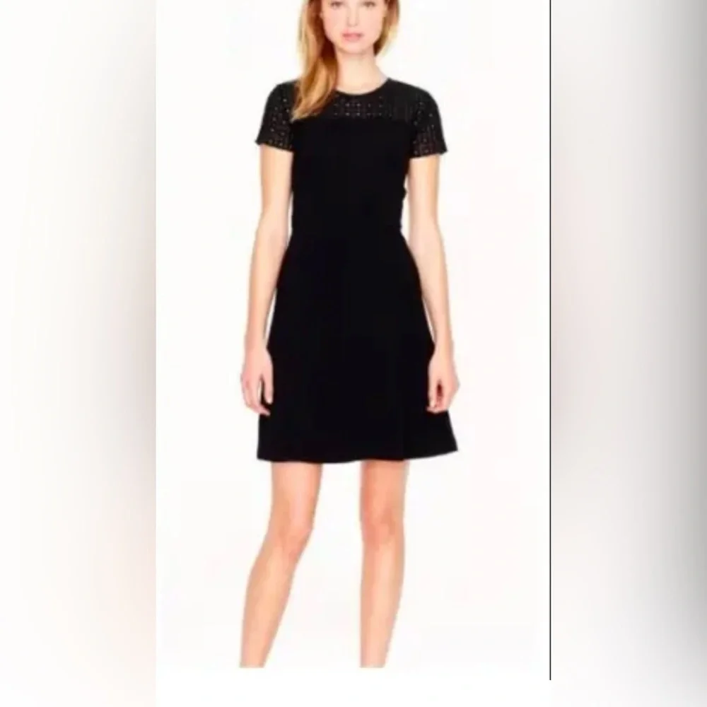 J. Crew Black Eyelet Mini Dress Size 6
