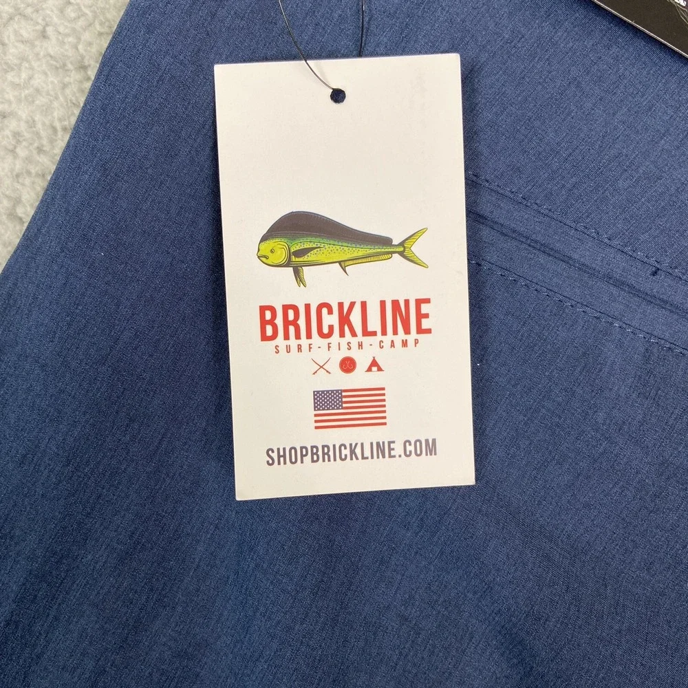 Brickline Fishing Hybrid Shorts Mens Blue Mottled Flat Front‎ Mid Rise Size 44