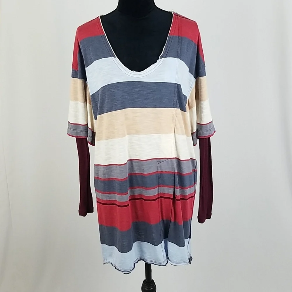 Free People‎ PS Kate longline striped rib tunic