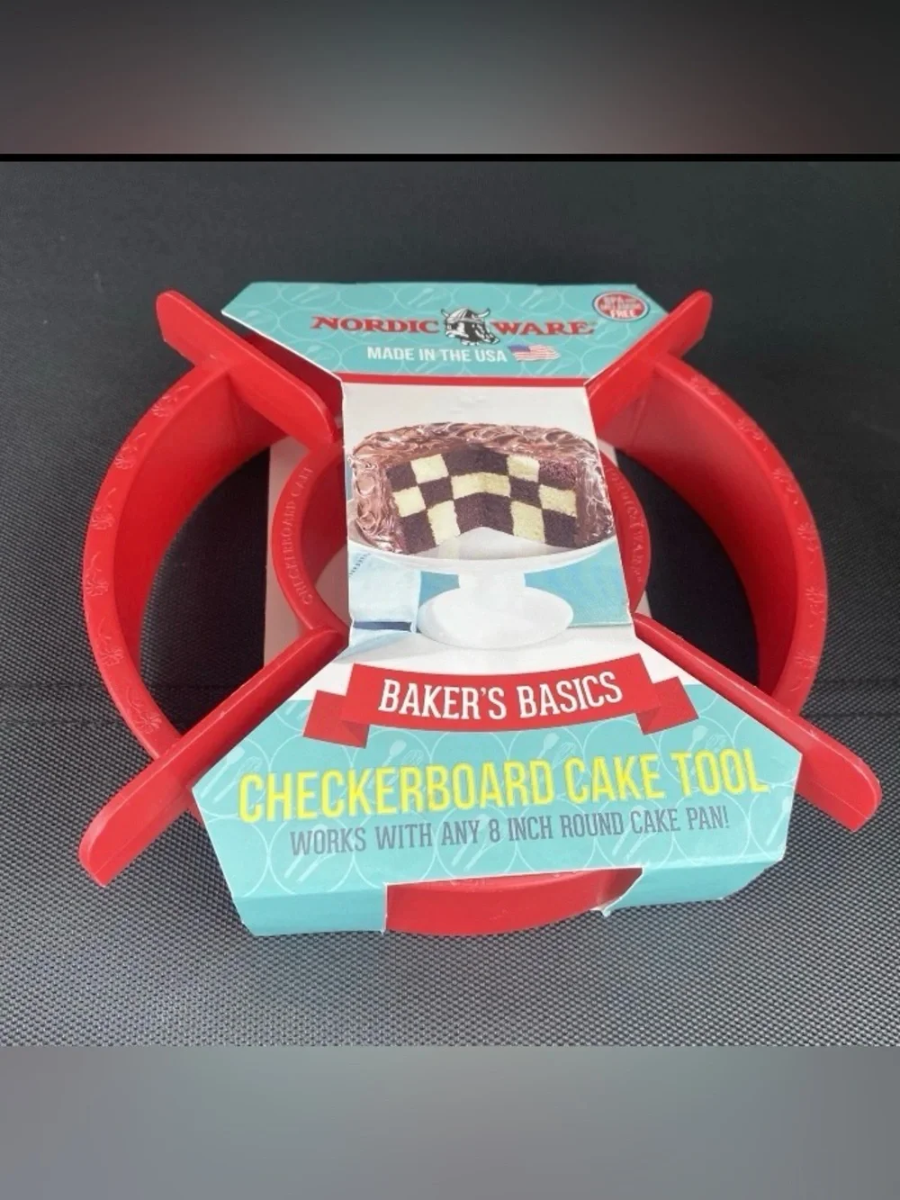 Nordic Ware Checkerboard Cake Ring Baking Tool Works in any 8