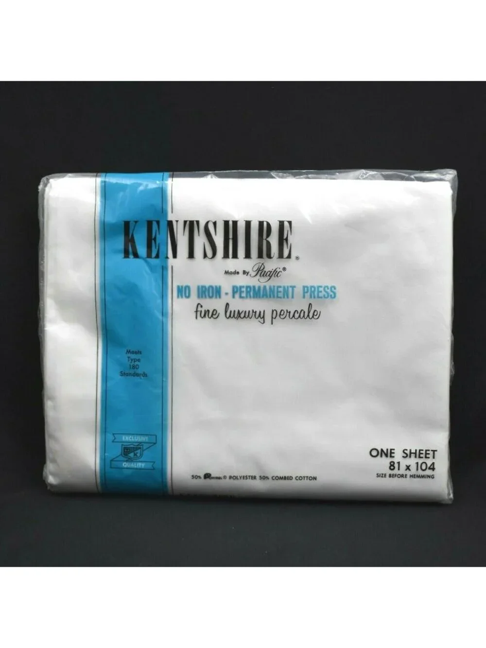 Vintage Pacific Kentshire White Full Flat Sheet Percale NOS Made in USA 81