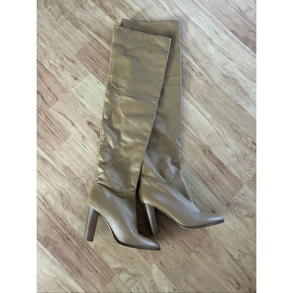 FRAME X Tamara Mellon Boots brown/tan high knee soft leather New no box size 8.5