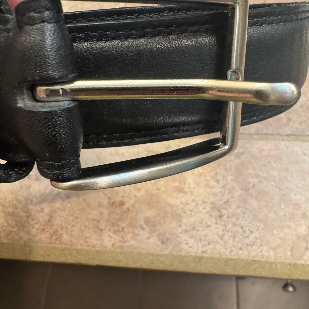 NWOT LEATHER HAND MADE Men’s Hand Polished Buckle Belt Black SZ 36 Luxury EUC